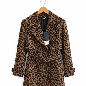 Tahari Leopard Print Long Trench Coat Belted • Size L / US 16 • NWT • $695 Retai